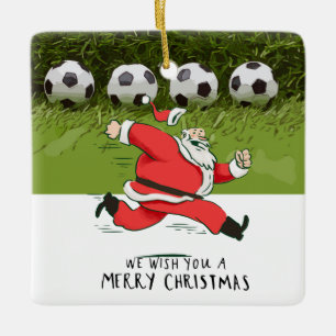 Voetbal Kerstmis met Kerstman spelen bal Keramisch Ornament