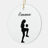 Voetbal kerstversiering (vrouw) keramisch ornament (Links)