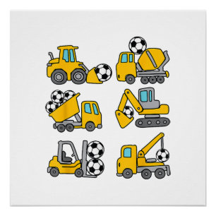 Voetbal Kinder Football Bouwwagens Perfect Poster