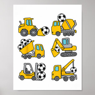 Voetbal Kinder Football Bouwwagens Poster