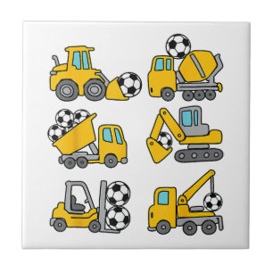 Voetbal Kinder Football Bouwwagens Tegeltje