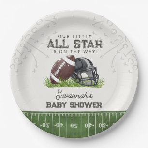 Voetbal Kleine All Star Touchdown Baby Shower Papieren Bordje