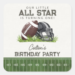Voetbal Kleine All Star Touchdown Verjaardags Favo Vierkante Sticker