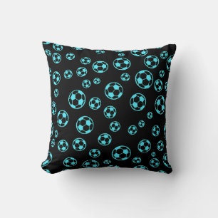 Voetbal kleuren ballen in blauw patroon kussen