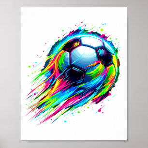 Voetbal Kleurrijke Tie Dye Voetbal T-shirt Poster
