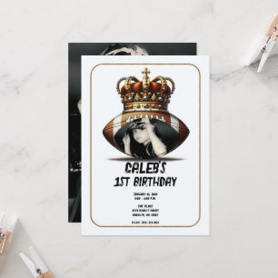 Voetbal Koning Gouden Kroon Foto 1e Verjaardag Kaart