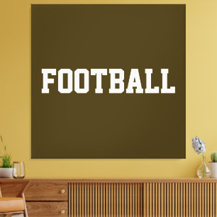 VOETBAL Krachtig Sportief Witte Tekst Op Bruine At Canvas Afdruk
