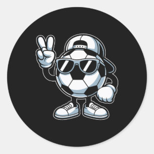 Voetbal Ll Met Zonnebrillen Grappige Jongens Manne Ronde Sticker