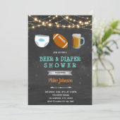 Voetbal luier bier uitnodiging (Staand voorkant)