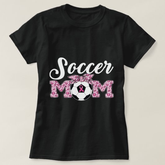 Voetbal Mam Borst Kanker Bewustheid Roze Ribbon Le T-shirt (Design voorkant)
