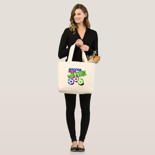 Voetbal Mam met Attitude Grote Tote Bag (Voorkant (model))