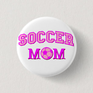 Voetbal mam tekening en tekst allemaal roze ronde button 3,2 cm