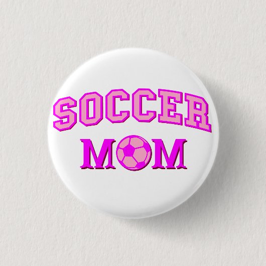 Voetbal mam tekening en tekst allemaal roze ronde button 3,2 cm (Voorkant)