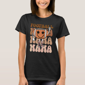 Voetbal Mama Vintage Stijl Vrede Hand Liefde Moede T-shirt