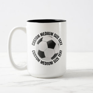 Voetbal & Medium Tekst ZWART 15oz Aangepast Tweekleurige Koffiemok