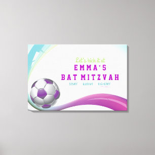 VOETBAL MEISJE Bat Mitzvah Inlogbord Canvas Afdruk