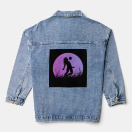 Voetbal Meisje Silhouette Maanlicht Denim Jacket