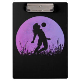 Voetbal Meisje Silhouette Maanlicht Klembord