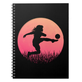 Voetbal Meisje Silhouette Mooie Zon Notitieboek