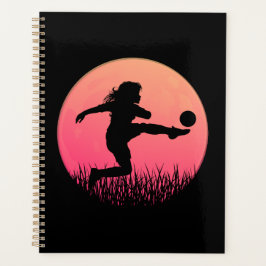 Voetbal Meisje Silhouette Mooie Zon Planner