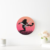 Voetbal Meisje Silhouette Mooie Zon Ronde Klok (Huis)