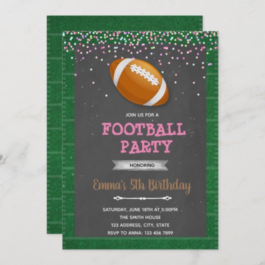 Voetbal meisje zwembad feest verjaardagsuitnodigin kaart (Voorkant / Achterkant)