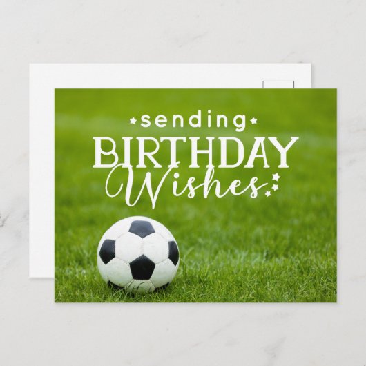 Voetbal met bal en gelukkige verjaardag briefkaart (Voorkant / Achterkant)