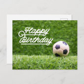 Voetbal met bal op groene gras briefkaart (Voorkant / Achterkant)