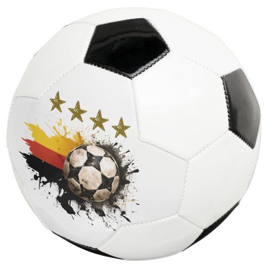 Voetbal met Duitse vlag en vier gouden sterren (Drie kwart)