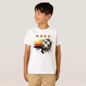 Voetbal met Duitse vlag en vier gouden sterren T-shirt (Voorkant volledig)