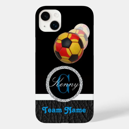 Voetbal met geel Sinaasappel en zwart Case-Mate iPhone Case (Achterkant)