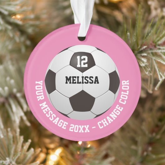 Voetbal met gepersonaliseerd naamnummerbericht  ornament (Boom)
