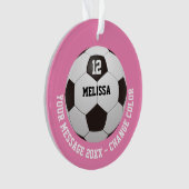 Voetbal met gepersonaliseerd naamnummerbericht  ornament (voorkant)