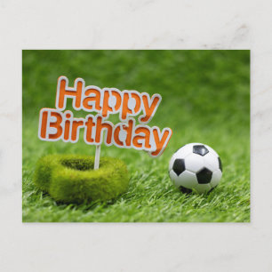 Voetbal met Happy Birthday op Green Briefkaart