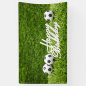 Voetbal met Happy Birthday-teken op groen Spandoek (Verticaal)