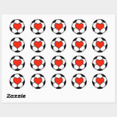 Voetbal met hart ronde sticker (Vel)