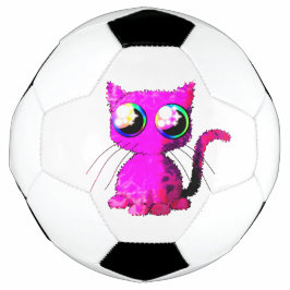 Voetbal met krulroze kawaii-kat