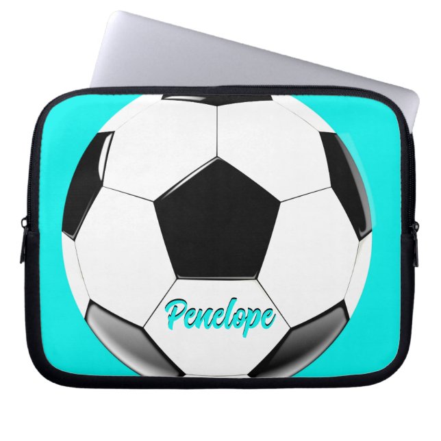 Voetbal met naam Laptop Electronics Bag Laptop Sleeve (Voorkant)