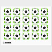 Voetbal met naam Lime Green Vierkante Sticker (Vel)