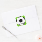 Voetbal met naam Lime Green Vierkante Sticker (Envelop)