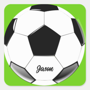 Voetbal met naam Lime Green Vierkante Sticker