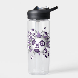 voetbal met paarse grijze sterren waterfles