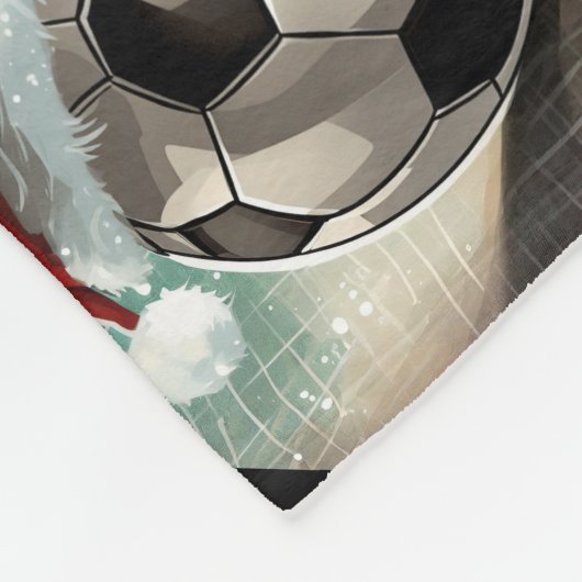 Voetbal met rode Santa Hoed Naam Fleece Deken (Hoek)