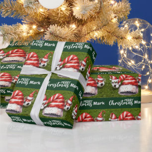 Voetbal met Santa Hat Cadeaupapier