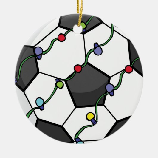 Voetbal met vakantielampjes ornament (Voorkant)