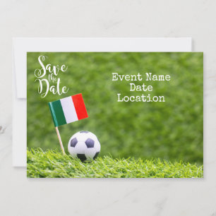 Voetbal met vlag van Italië Save the Date Kaart