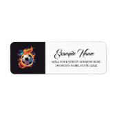 Voetbal met vlammen. etiket (Voorkant)