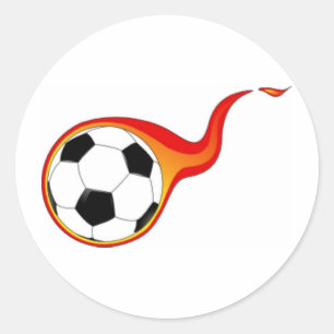 voetbal met vlammen ronde sticker