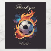 Voetbal met vlammen. wijn etiket (Enkel label)