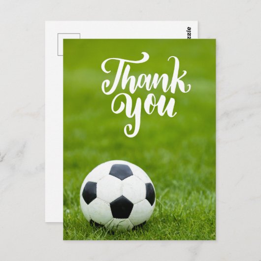 Voetbal met woord Dank u wel Briefkaart (Voorkant / Achterkant)